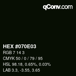 颜色代码: HEX #070E03 | qconv.com
