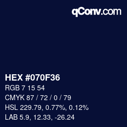 Farbcode: HEX #070F36 | qconv.com