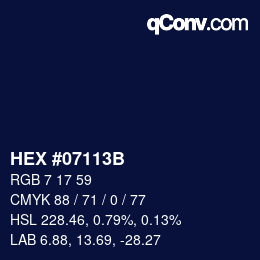 Color code: HEX #07113B | qconv.com