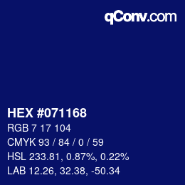 Color code: HEX #071168 | qconv.com