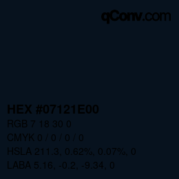 Color code: HEX #07121E00 | qconv.com