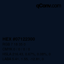Color code: HEX #07122300 | qconv.com