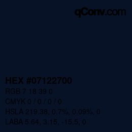 Color code: HEX #07122700 | qconv.com