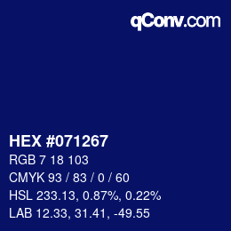 Color code: HEX #071267 | qconv.com