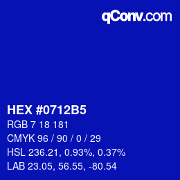 カラーコード: HEX #0712B5 | qconv.com
