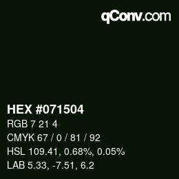 Color code: HEX #071504 | qconv.com
