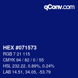 Color code: HEX #071573 | qconv.com
