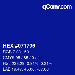 Color code: HEX #071796 | qconv.com