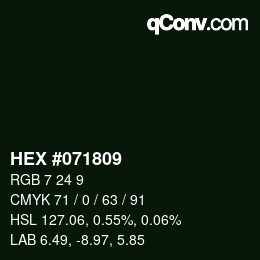 Farbcode: HEX #071809 | qconv.com
