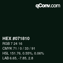 Farbcode: HEX #071810 | qconv.com