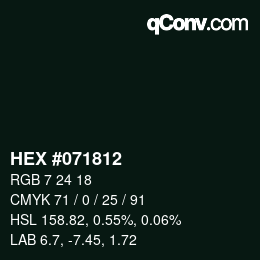 Farbcode: HEX #071812 | qconv.com