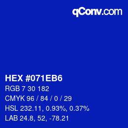 Color code: HEX #071EB6 | qconv.com