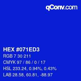 カラーコード: HEX #071ED3 | qconv.com