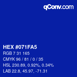 Color code: HEX #071FA5 | qconv.com