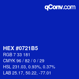 カラーコード: HEX #0721B5 | qconv.com