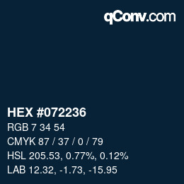 Farbcode: HEX #072236 | qconv.com