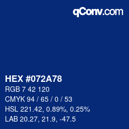 Color code: HEX #072A78 | qconv.com