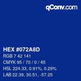 颜色代码: HEX #072A8D | qconv.com
