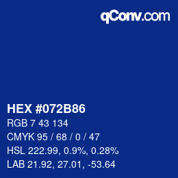 Farbcode: HEX #072B86 | qconv.com
