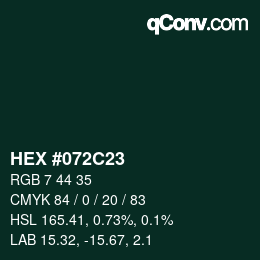 Color code: HEX #072C23 | qconv.com