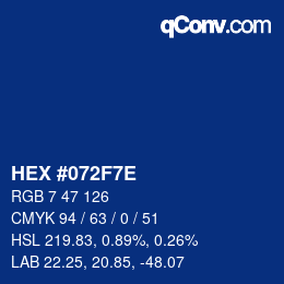 Color code: HEX #072F7E | qconv.com