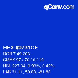 Color code: HEX #0731CE | qconv.com