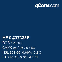 Farbcode: HEX #07335E | qconv.com