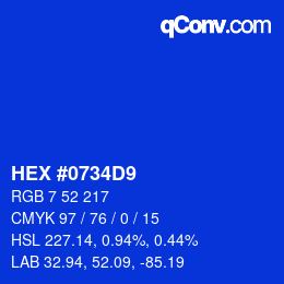 Color code: HEX #0734D9 | qconv.com