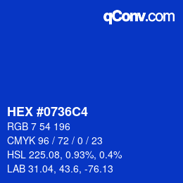 Color code: HEX #0736C4 | qconv.com