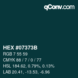 Color code: HEX #07373B | qconv.com