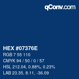 Color code: HEX #07376E | qconv.com