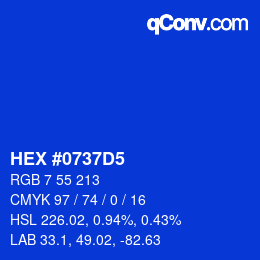 Farbcode: HEX #0737D5 | qconv.com