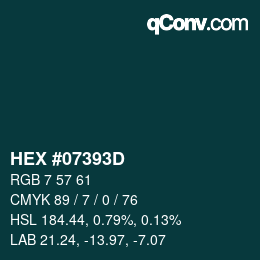 Color code: HEX #07393D | qconv.com