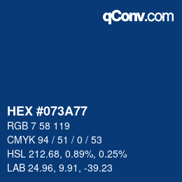 カラーコード: HEX #073A77 | qconv.com