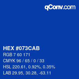 Color code: HEX #073CAB | qconv.com