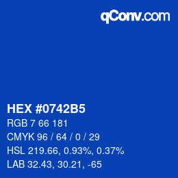 颜色代码: HEX #0742B5 | qconv.com