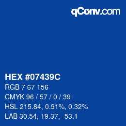 Color code: HEX #07439C | qconv.com