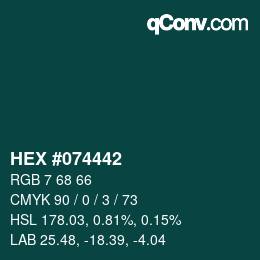 Farbcode: HEX #074442 | qconv.com