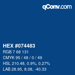 颜色代码: HEX #074483 | qconv.com