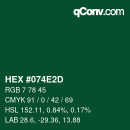 Color code: HEX #074E2D | qconv.com