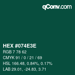 Color code: HEX #074E3E | qconv.com