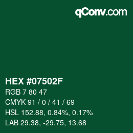 Color code: HEX #07502F | qconv.com
