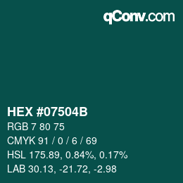 Color code: HEX #07504B | qconv.com