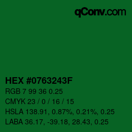 Code couleur: HEX #0763243F | qconv.com