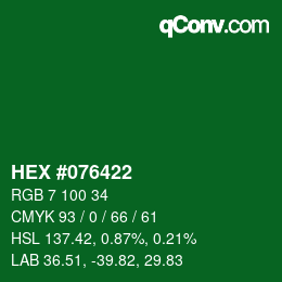 Código de color: HEX #076422 | qconv.com