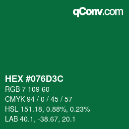 Color code: HEX #076D3C | qconv.com
