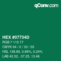 颜色代码: HEX #07734D | qconv.com