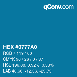 カラーコード: HEX #0777A0 | qconv.com