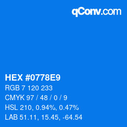Color code: HEX #0778E9 | qconv.com