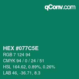 Código de color: HEX #077C5E | qconv.com